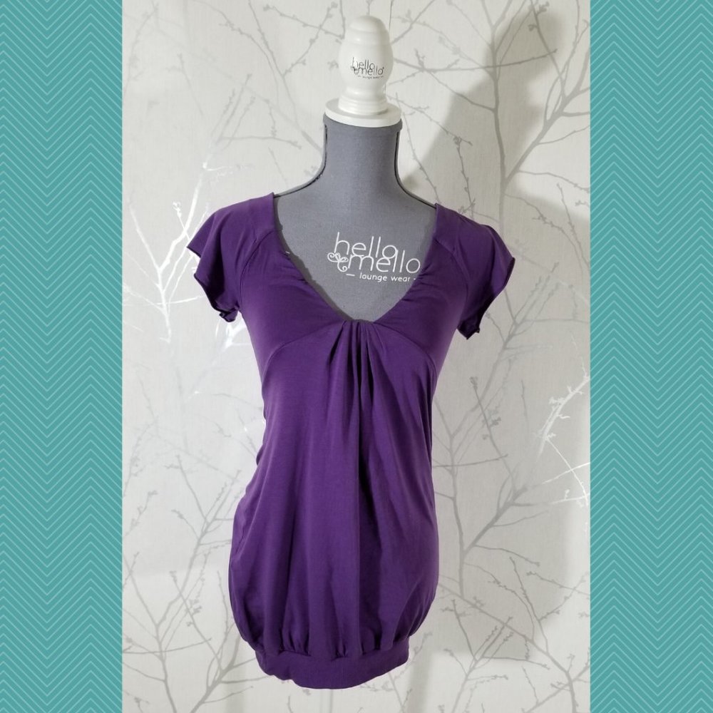 Wilfred Purple Lyocell V-Neck Short Sleeve Top